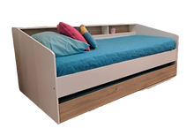 Cargar imagen en el visor de la galería, Cama SLEEP 90x200cms. + cama auxiliar blanco/oak.