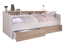 Cargar imagen en el visor de la galería, Cama SLEEP 90x200cms. + cajones blanco/oak.