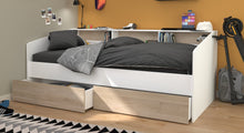 Cargar imagen en el visor de la galería, Cama SLEEP 90x200cms. + cajones blanco/oak.