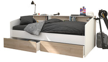 Cargar imagen en el visor de la galería, Cama SLEEP 90x200cms. + cajones blanco/oak.