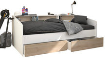 Cargar imagen en el visor de la galería, Cama SLEEP 90x200cms. + cajones blanco/oak.