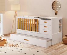Cargar imagen en el visor de la galería, Cuna LUNA convertible + cambiador + auxiliar.