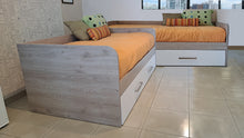 Cargar imagen en el visor de la galería, Camas NIDO twin en L + aux. + 1 cajón. Bajo Pedido