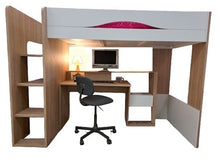 Cargar imagen en el visor de la galería, Higsleeper MAX 1 cama twin + escritorio PALOMA ceniza/blanco.