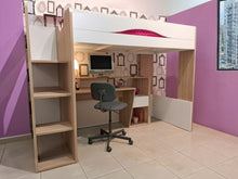 Cargar imagen en el visor de la galería, Higsleeper MAX 1 cama twin + escritorio PALOMA ceniza/blanco.