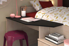 Cargar imagen en el visor de la galería, Cama MILKY 90x200cms. + escritorio + 2 caj. oak/negro.