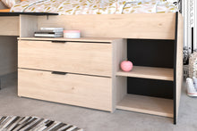 Cargar imagen en el visor de la galería, Cama MILKY 90x200cms. + escritorio + 2 caj. oak/negro.