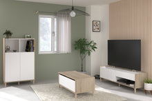 Cargar imagen en el visor de la galería, Coming SOON!! Modulo TV MORPHOS 2 puertas + 1 cajon 150X40X47cm. oak/blanco