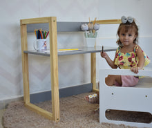 Cargar imagen en el visor de la galería, Escritorio evolutivo ZOE 80x50x75cms. blanco/madera natural