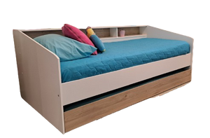 Cama SLEEP 90x200cms. + cama auxiliar blanco/oak