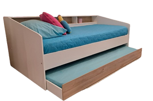 Cama SLEEP 90x200cms. + cama auxiliar blanco/oak