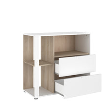 Cargar imagen en el visor de la galería, Cómoda/Gavetero AALBORG 2 cajones + entrepaño oak/blanco
