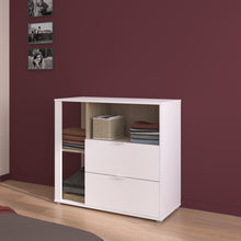 Cargar imagen en el visor de la galería, Cómoda/Gavetero AALBORG 2 cajones + entrepaño oak/blanco

