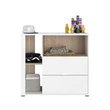 Cargar imagen en el visor de la galería, Cómoda/Gavetero AALBORG 2 cajones + entrepaño oak/blanco
