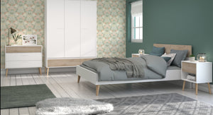 Cama AALBORG full oak/blanco.