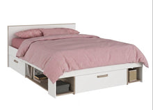 Cargar imagen en el visor de la galería, Cama DREAM full + 3 cajones oak/blanco.
