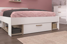 Cargar imagen en el visor de la galería, Cama DREAM full + 3 cajones oak/blanco.
