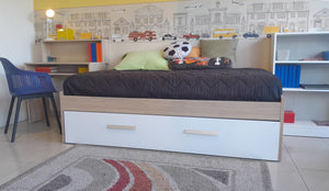 Cama ECO twin + cama auxiliar color rovere