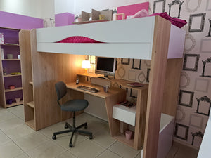 Higsleeper MAX 1 cama twin color rovere + escritorio Paloma