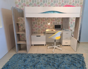Higsleeper MAX 1 cama twin + escritorio + baul