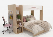 Cargar imagen en el visor de la galería, Highsleeper MAX 1 cama twin + cama BRIDGE full 2 cajones oak/blanco.

