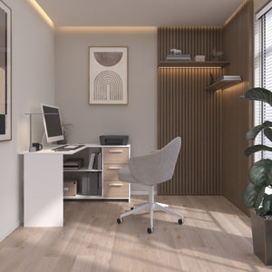 Escritorio INFINITY CORNER 121x111/55cms. oak/blanco