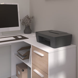Escritorio INFINITY CORNER 121x111/55cms. oak/blanco