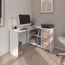 Cargar imagen en el visor de la galería, Escritorio INFINITY CORNER 121x111/55cms. oak/blanco
