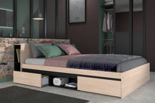 Cargar imagen en el visor de la galería, COMBO Cama LODGE full 2 caj. + escritorio INFINITY oak/negro
