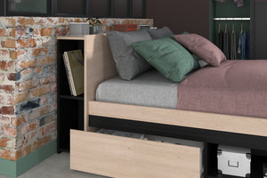 COMBO Cama LODGE full 2 caj. + escritorio INFINITY oak/negro