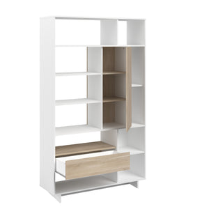 Librero MAELLE 118x40x198cms. oak/blanco