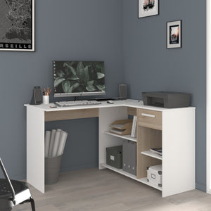 Escritorio MILO ESQUINERO 121x111/55cms. oak/blanco