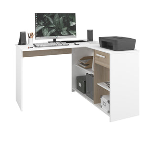 Escritorio MILO ESQUINERO 121x111/55cms. oak/blanco