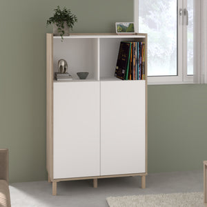 Librero MORPHOUS 84x40x135cms. oak/blanco