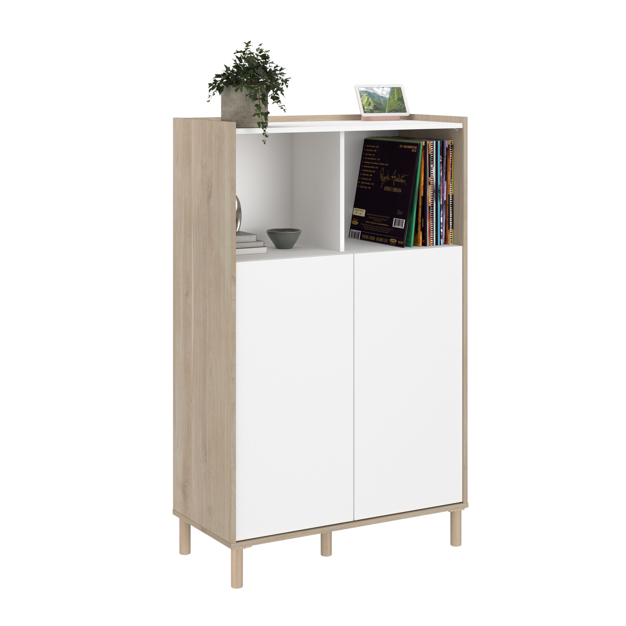 Librero MORPHOUS 84x40x135cms. oak/blanco