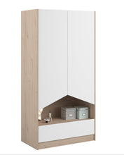 Cargar imagen en el visor de la galería, Coming SOON! Armario SHELTER 2 puertas 1 cajon 92x50x182cms. oak/blanco
